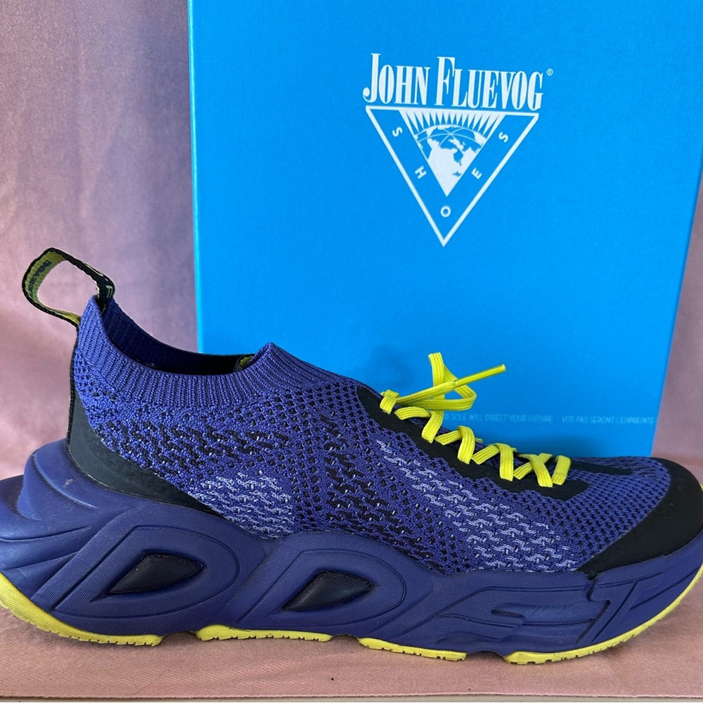 John Fluevog Purple and Neon Yellow Sneakers Men’s 6 / Women’s 8 w/BOX